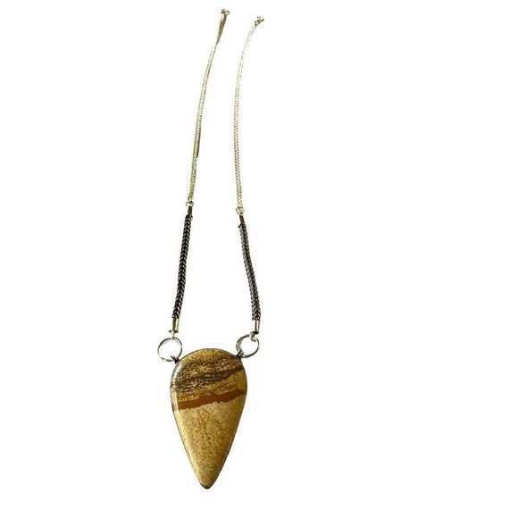 Natural Picture Jasper Gemstone in a 925 Stamped Silver Overlay Necklace - Picture 8 of 9